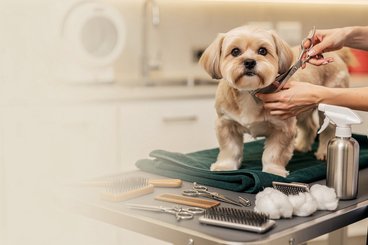 عيادة رعاية وصحة اليف البيطرية - Care and Healthy Pet Clinic professional grooming station with modern equipment and gentle handling for cats and dogs